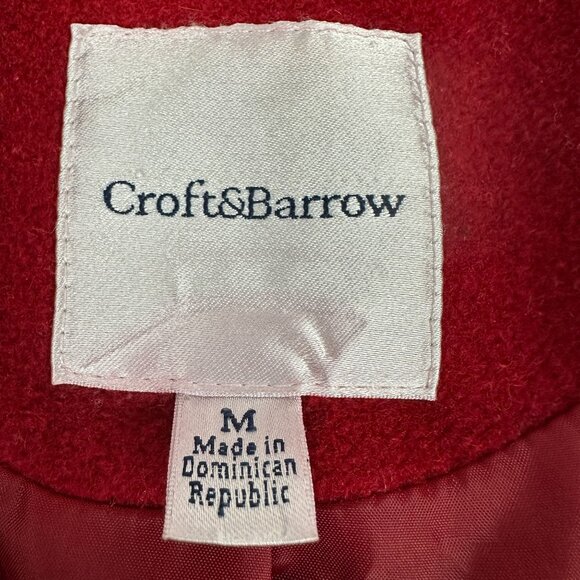 Croft & Barrow Womens Red Peacoat Jacket Medium Double-Breasted Wool Blend - Picture 3 of 4